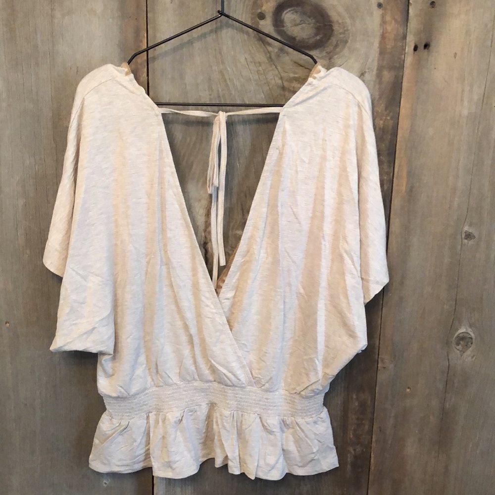 Hem & Thread Kimono Thread Detail Knit Top in Taupe Size Large - Picture 7 of 14